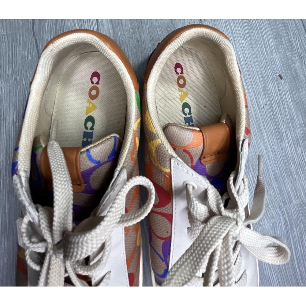 COACH Lowline Low Top Sneaker In Rainbow Signature Canvas Size 9.5 EU W - Picture 4 of 6